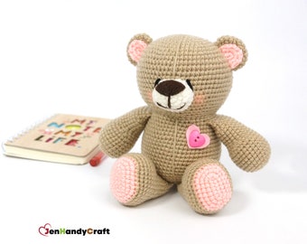 Stuffed teddy bear with heart - Cute teddy bear plushie - Valentine's day gift for girlfriend