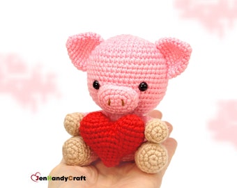 Stuffed pig with heart - Valentine's Day gift for girlfriend - Cute piggy stuffed animal