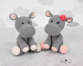 Stuffed hippo couple - Plush hippo stuffed animal - Twins baby shower gift, siblings gift
