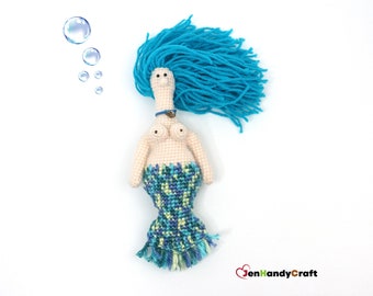 Chubby mermaid doll - Kawaii mermaid figurine - Nude mermaid, Body positive