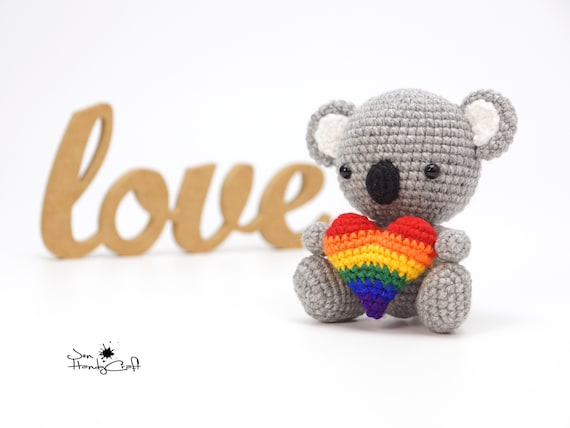 Koala Stuffed Animal With Rainbow Heart Cute Gay Gift Rainbow