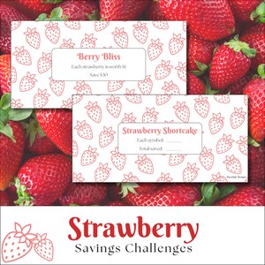 Strawberry Savings Challenges Printable A6 PDF Download for Budgeting and Saving