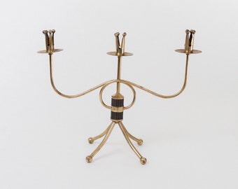 Vintage Wavy Brass Candelabra | Made in Sweden | Vintage Swedish Modernist Candelabra Brass