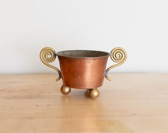 Vintage Swedish Copper and Brass Bowl | Swirl Handle Bowl | Made in Sweden