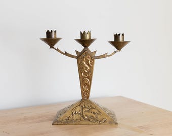 Vintage Metal Candelabra by Erna Wolter | Hand Treibarbeit | Embossed | Made in Germany