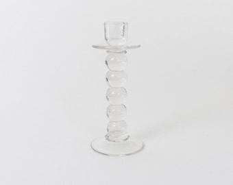 Vintage Blown Glass Bubble Bubbly Candlestick Holder | Vintage Handblown Bulbous Candle Holder