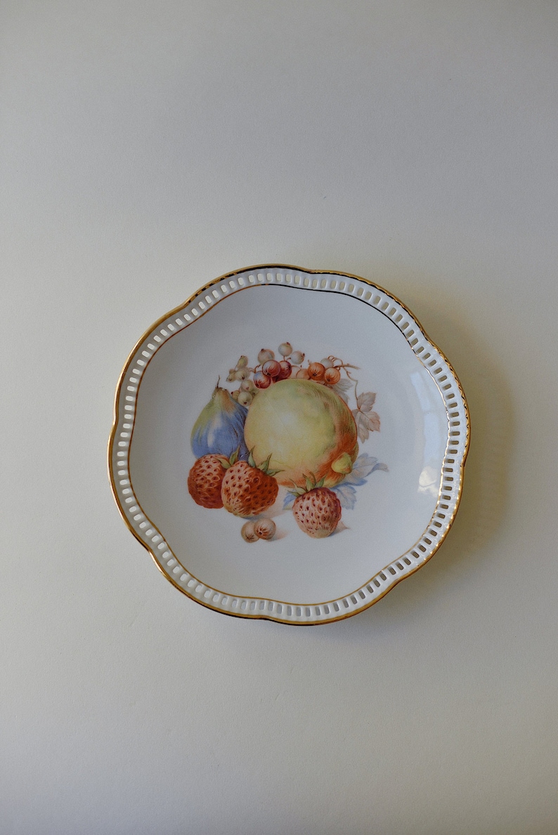 Pears Decorative Fruit Plate Currants Reticulated Vintage Plate Strawberries Vintage Bavaria Schumann Arzberg Germany Plate