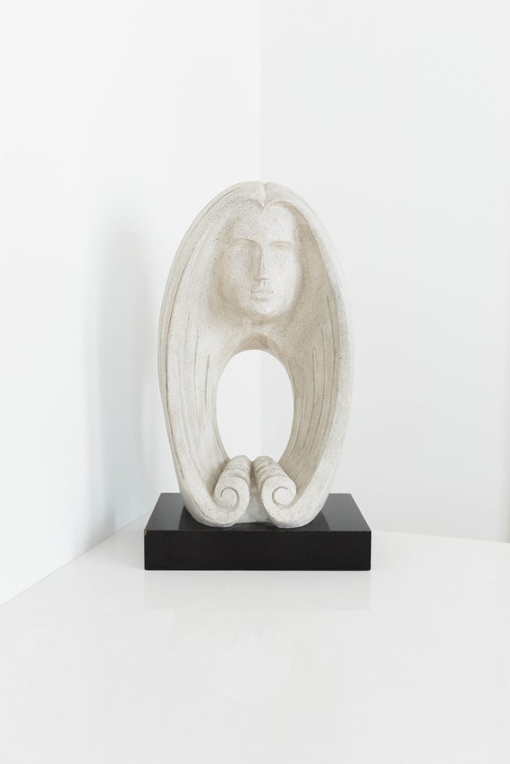 Vintage Female Head With Long Hair Sculpture | Vintage