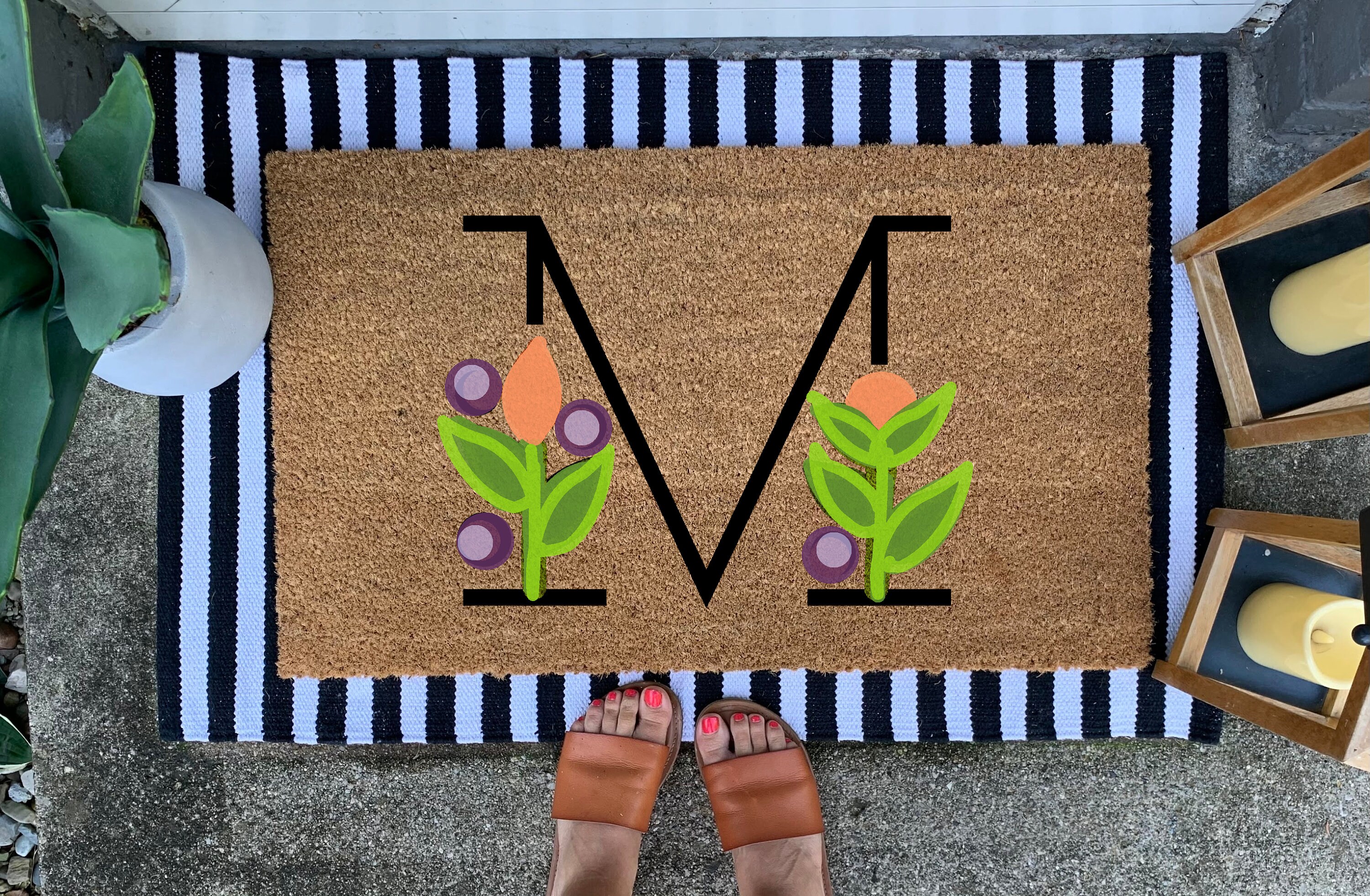 Monogram Doormat Floral Monogram Doormat Personalized Etsy UK
