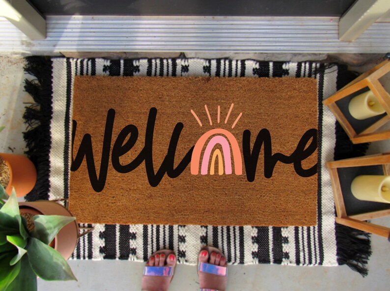 Boho Rainbow Customized Doormat Customized Doormat Etsy
