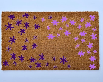 Celestial Star Coir Doormat, Colorful and Mystic Welcome Mat for front porch