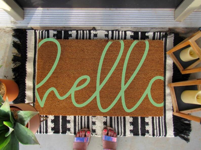 Hello Doormat Customized Doormat Personalized Doormat Etsy