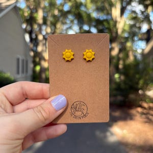 SUNNY STUDS || Sun Studs || Sunshine Studs || Handmade Clay Earrings || Gift for Her || Birthday Gift || Happy Earrings || Fun Earrings