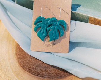 DARK PLANT LADY // Pendientes de plantas // Pendientes de monstera // Pendientes colgantes // Pendientes de arcilla hechos a mano // Pendientes naturales // Regalo para ella