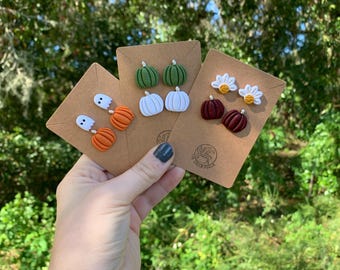 AUTUMN STUD PACK || Fall Earrings || Stud Earrings || Halloween Earrings || Handmade Clay Earrings || Gift for Her || Birthday Gift