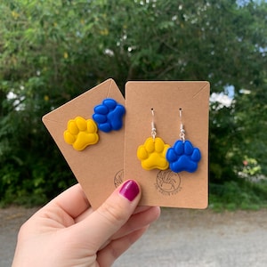 PANTHER PAWS || Dangle Earrings || Blue & Yellow Earrings || Newberry Florida || Michigan Wolverines || O'Fallon Little Panthers