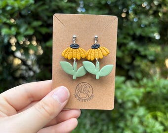 BLACK-EYED SUSANS || Flower Earrings || Daisy Earrings || Clay Earrings || Handmade Earrings || Birthday Gift for Her || Summer Gift
