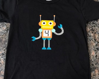 Toddler Kids Robot Birthday Personalized Shirt