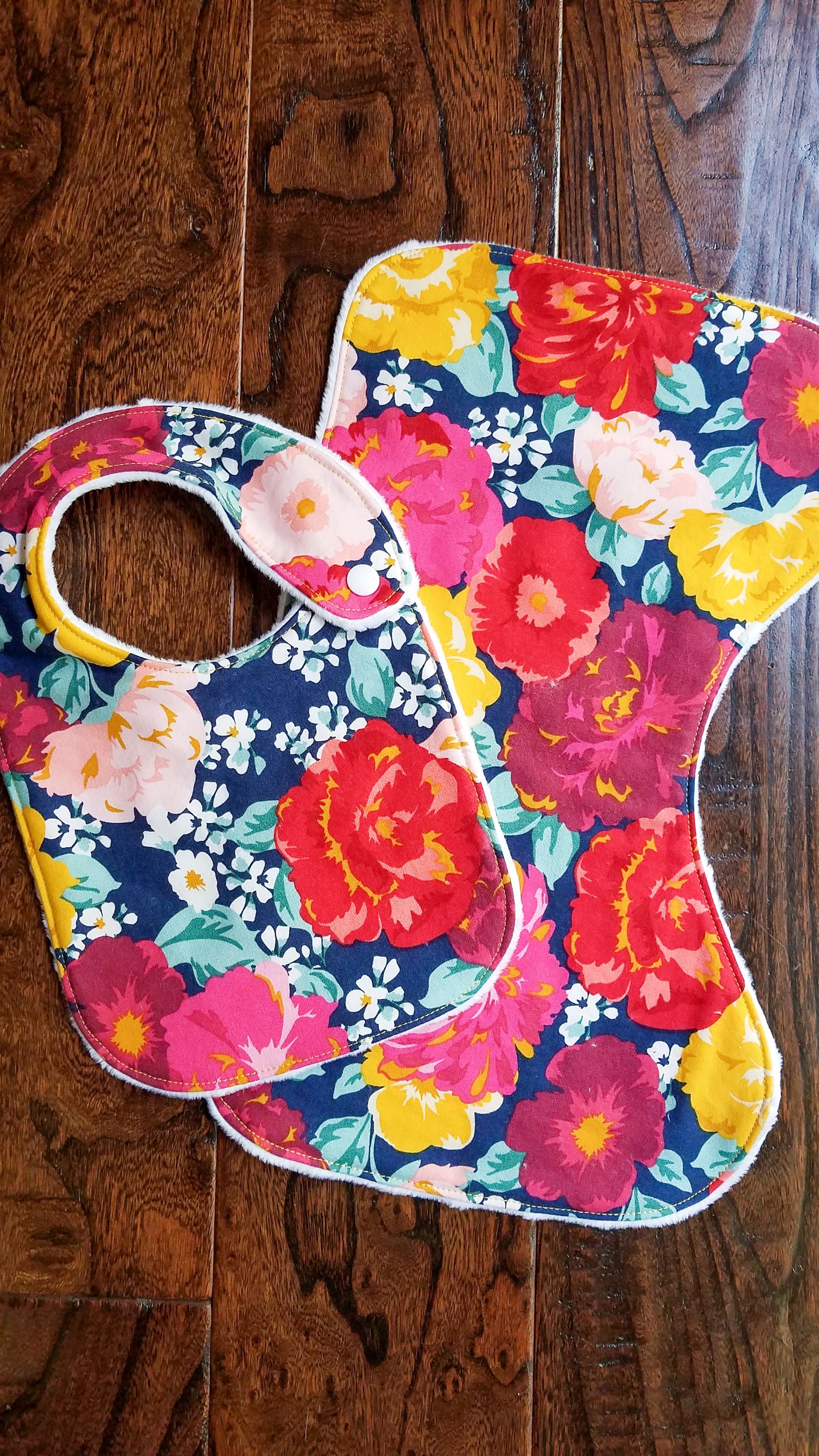 Boutique Floral Baby Bib and Burp Cloth set Etsy
