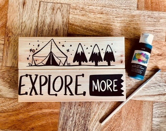 Explore More, Travel and Exploring Sign, Camping Life, Rv Camper Decor, Natural Wood Sign, Hand Painted, Wanderlust,Boho Gift,Nursery Office