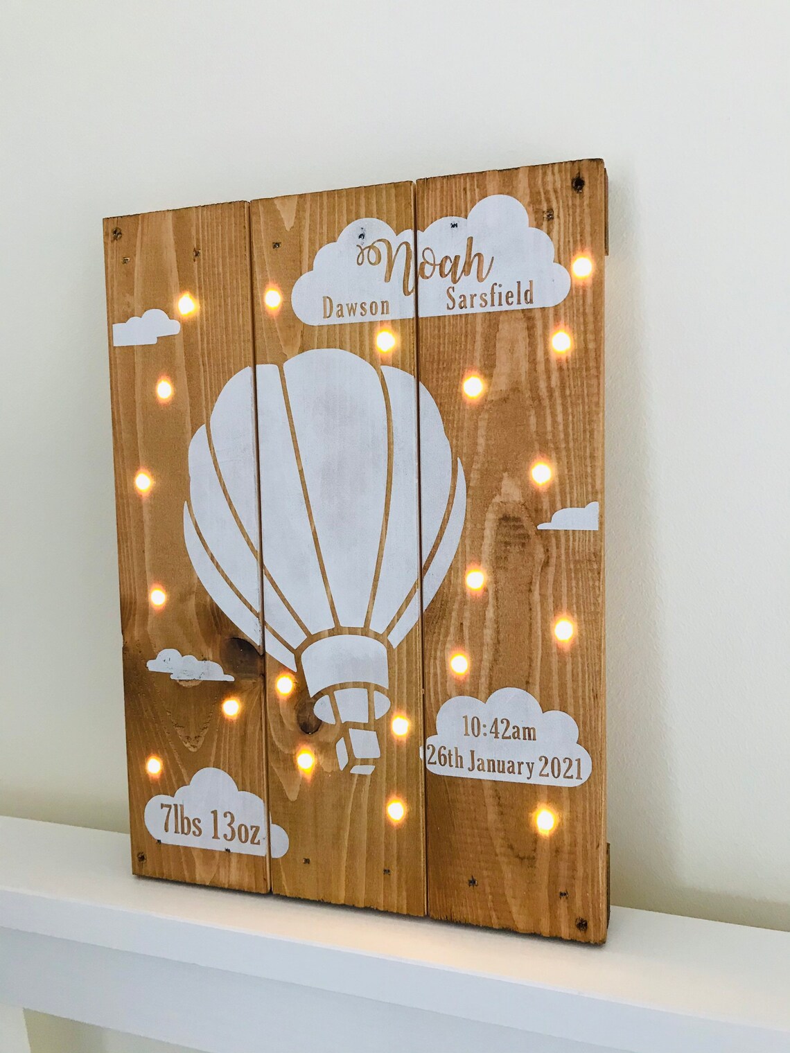 Personalised New Baby Nursery Decor Light Up Sign Birth Etsy
