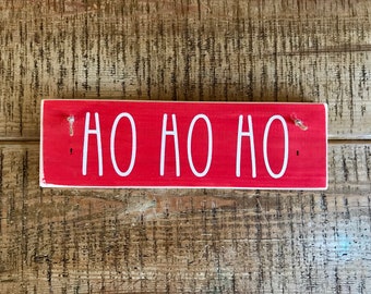 Ho Ho Ho Christmas Sign - Farmhouse Christmas Decor - Festive Home Decor - Holiday Sign - Small Tiered Tray Display - Rustic Christmas -Gift