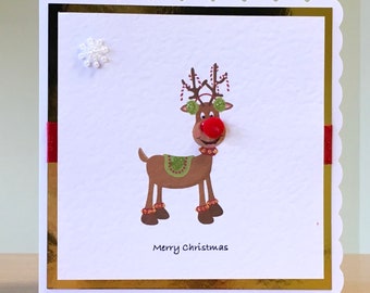 To a special couple Reindeer Christmas card for men and women handmade