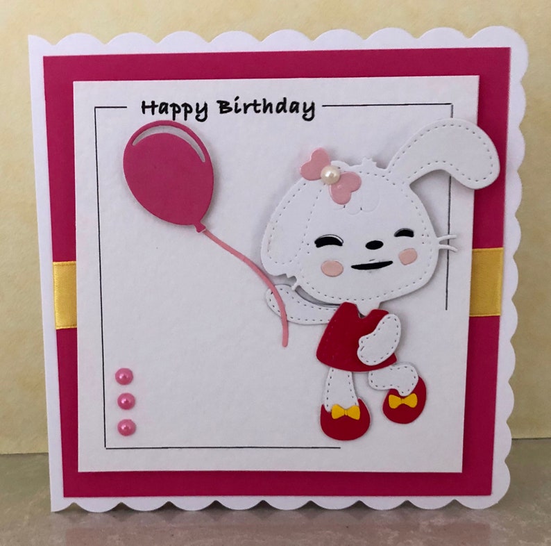 Birthday Card Handmade Cute Rabbit / Bunny Birthday Card - Etsy