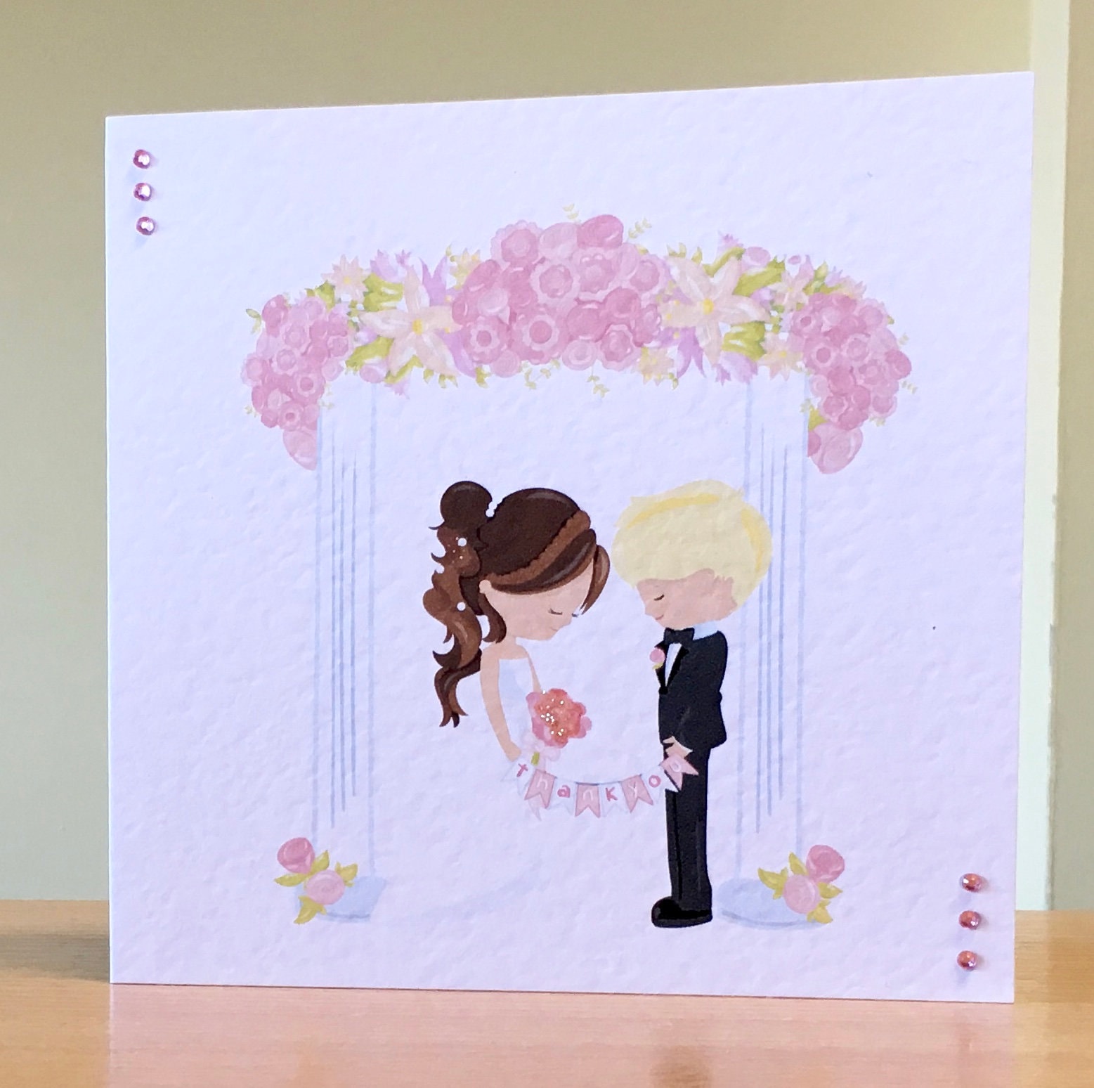 wedding thank you card handmade card to say thank you for