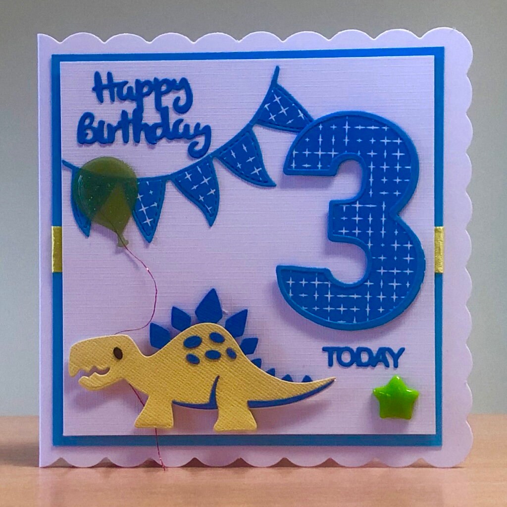 Third Birthday Card 3rd Birthday Card Cute Dog Owl Etsy
