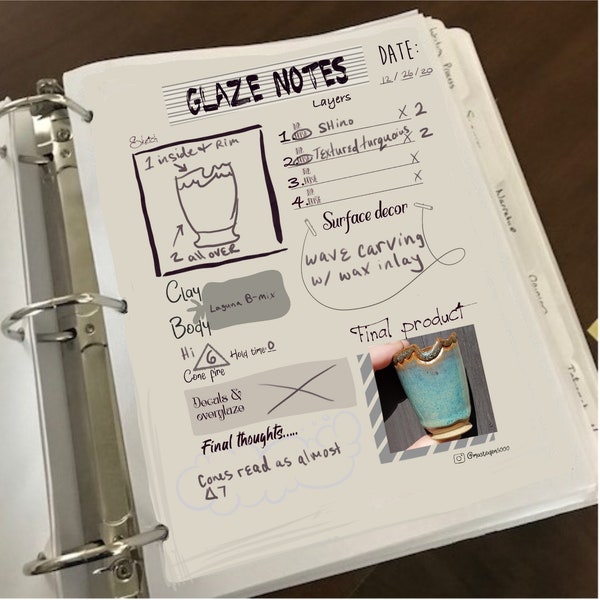 Glaze Notes journal