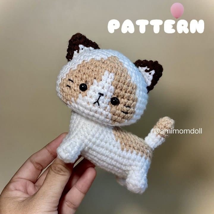 Patrón de gato de crochet Patrón de gato ragdoll de crochet