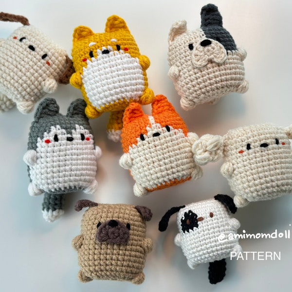 Dog crochet patterns/ dog keychain patterns/ dog amigurumi 8 puppy patterns