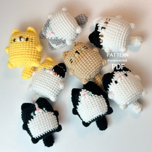 Flat Flat cat pattern ver. 2/Cat amigurumi pattern/ cat pattern/ cat amimgurumi/ keychain crochet/ keychain amigurumi