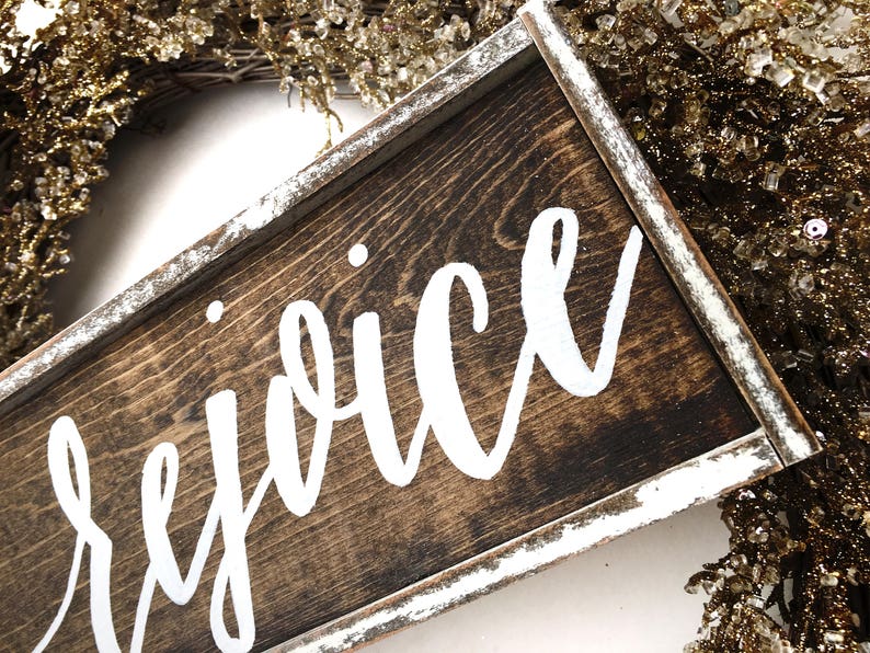 Rejoice Wooden Christmas Sign // Christmas Wreath Sign // Etsy