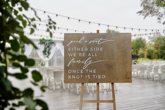 Open Seating Wedding Sign // Ceremony Seating Entrance Display // Choose a  Seat Not a Side // Knot is Tied // Rustic Wedding Decor 