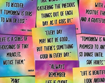 10 Positive Life Quotes Cards, Printable Encouragement Card Set, Positivity Gift, Inspirational Card Bundle, Instant Download