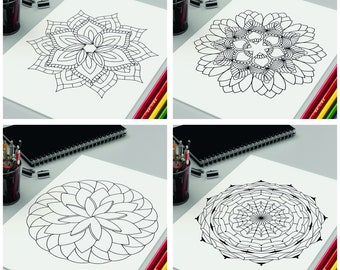 4 Mandala Adult Coloring Pages - Digital Download - Self Help Printables
