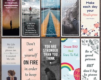 Printable Quote Bookmark Set, Motivational and Inspirational Bookmark, Printable Positive Thinking Gift, Digital Download, Instant Download