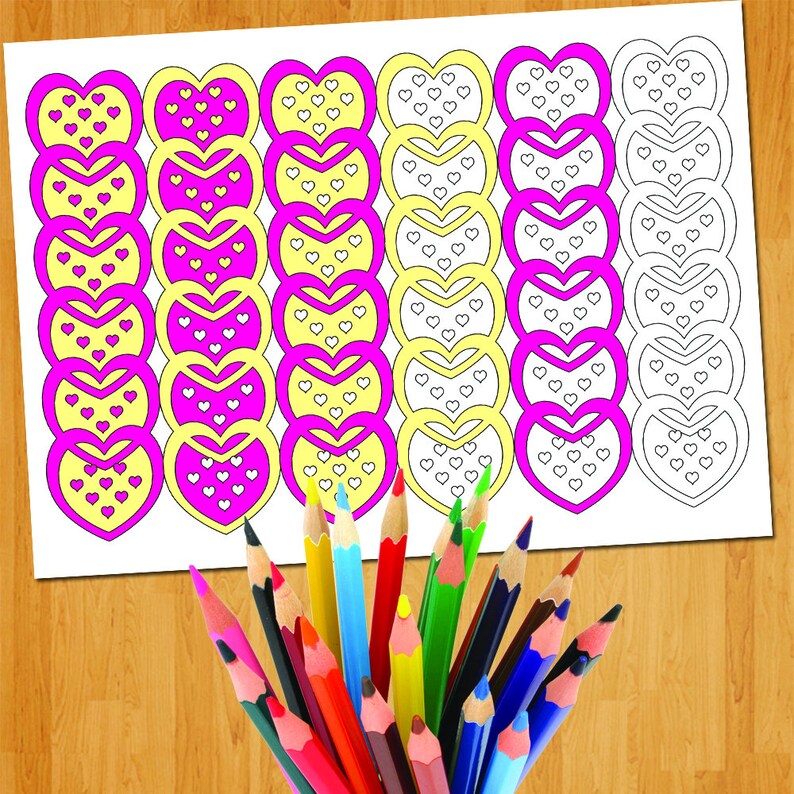 Adult Coloring Book Of Hearts, Coloring Pages Printable, Heart Coloring Bundle, Heart Shapes Coloring Set To Download, Valentines Day Prints image 9