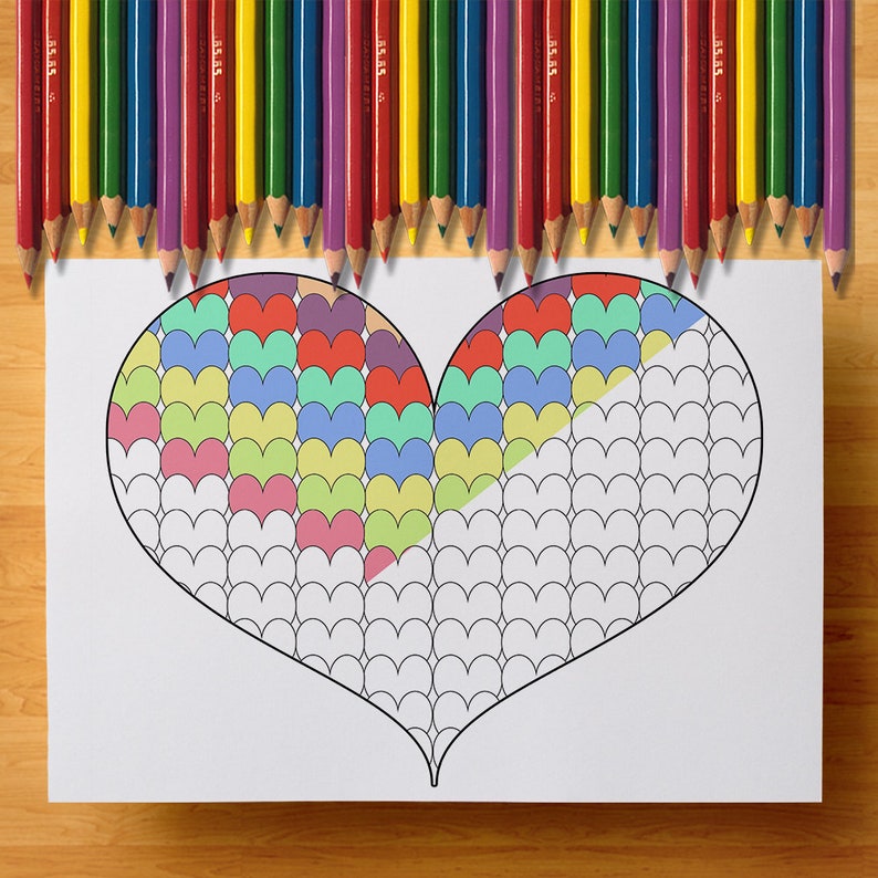 Adult Coloring Book Of Hearts, Coloring Pages Printable, Heart Coloring Bundle, Heart Shapes Coloring Set To Download, Valentines Day Prints image 5