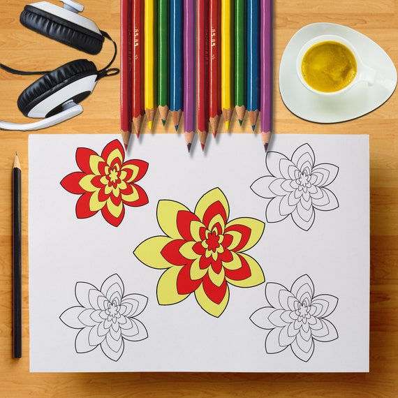 Download Flowers Coloring Pages Floral Coloring Page Spring Coloring Etsy