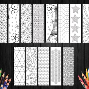 Stress Relief Coloring, Stress Relieving Pattern, Coloring Sketch, Coloring Addicts, Gift For Book Readers, Children Bookmark, 15 Bookmarks image 1