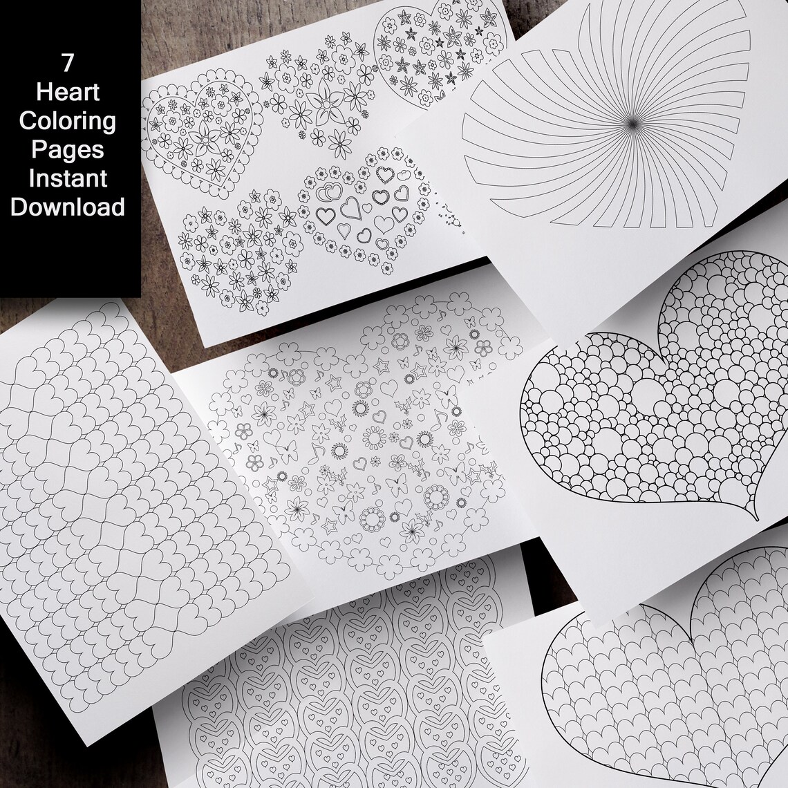 Adult Coloring Book of Hearts, Coloring Pages Printable, Heart Coloring ...