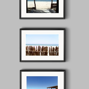 5x7 Beach Print Download, Beach Photography, Printable Beach House Decor, Set of 3 Beach Hut Prints To Download, Beach Postcard image 1