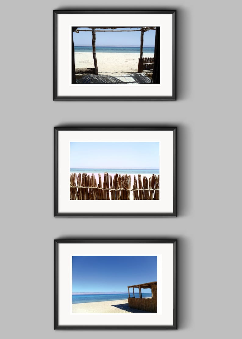 5x7 Beach Print Download, Beach Photography, Printable Beach House Decor, Set of 3 Beach Hut Prints To Download, Beach Postcard image 1