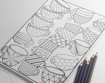 Printable pattern coloring pages for adults, Stress relief coloring sheets, digital download
