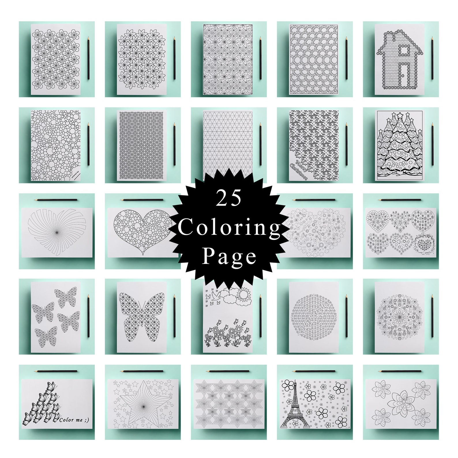 Digital Coloring Book for Adult, Coloring Book Printable, Coloring ...