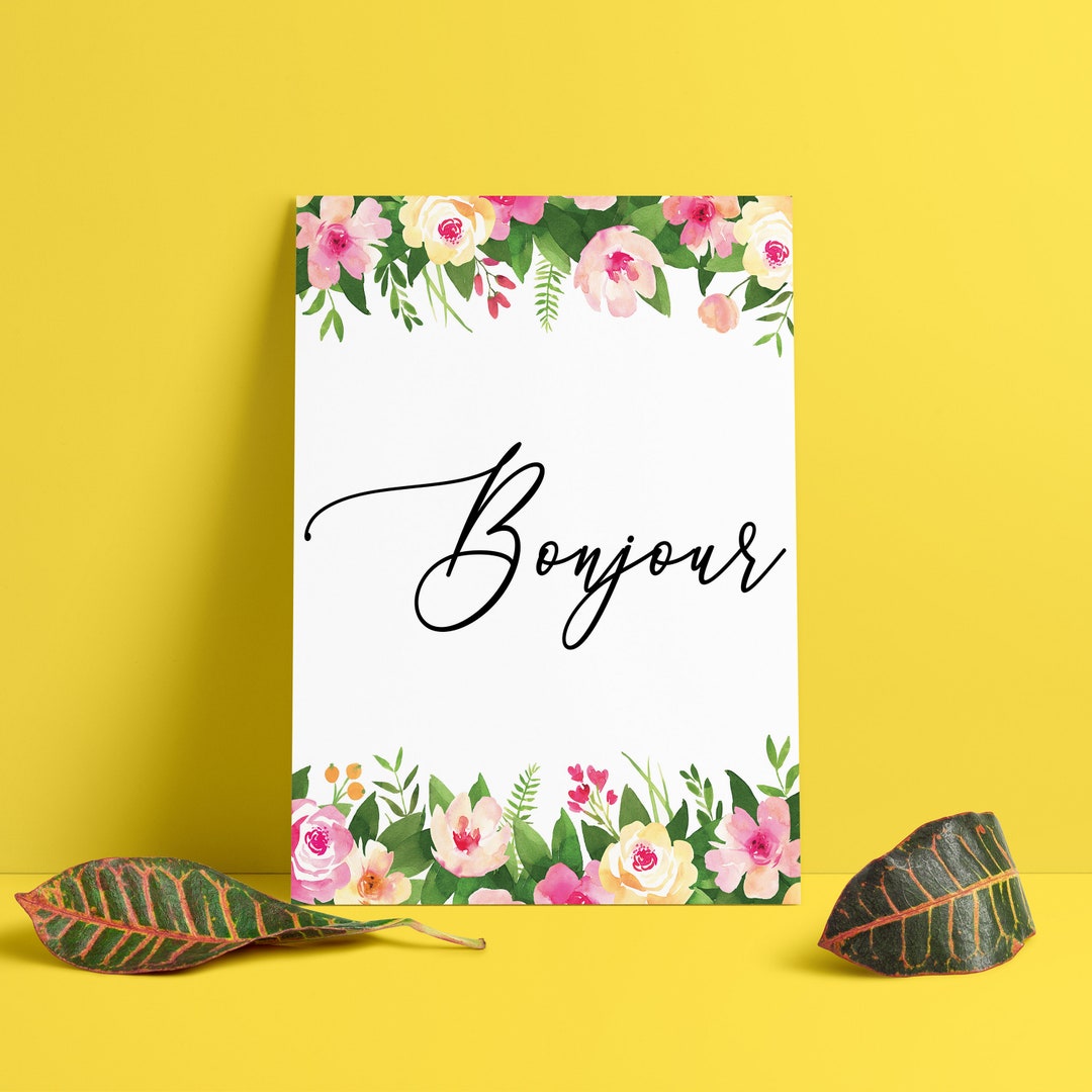 Bonjour Printable, Bonjour Print, Bonjour Wall Art, Bonjour Sign ...