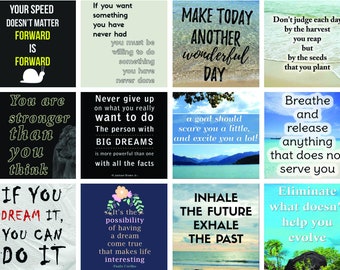 24 Quote Stickers Printable, Positive Affirmations Quotes, Downloadable Positive Quotes, Digital Collage Sheet, Digital Images, Scrapbooking